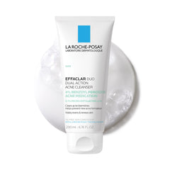 La Roche-Posay Effaclar Dual Acne Wash bottle front shows oil-control formula for acne-prone skin.