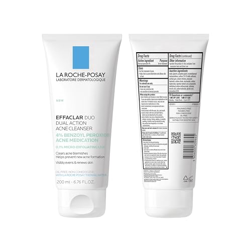 La Roche-Posay Effaclar Dual box and tube beside clean towels.