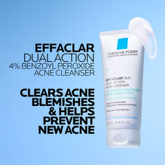 La Roche-Posay Effaclar Dual Acne Wash foamy texture close-up suggests gentle cleansing.
