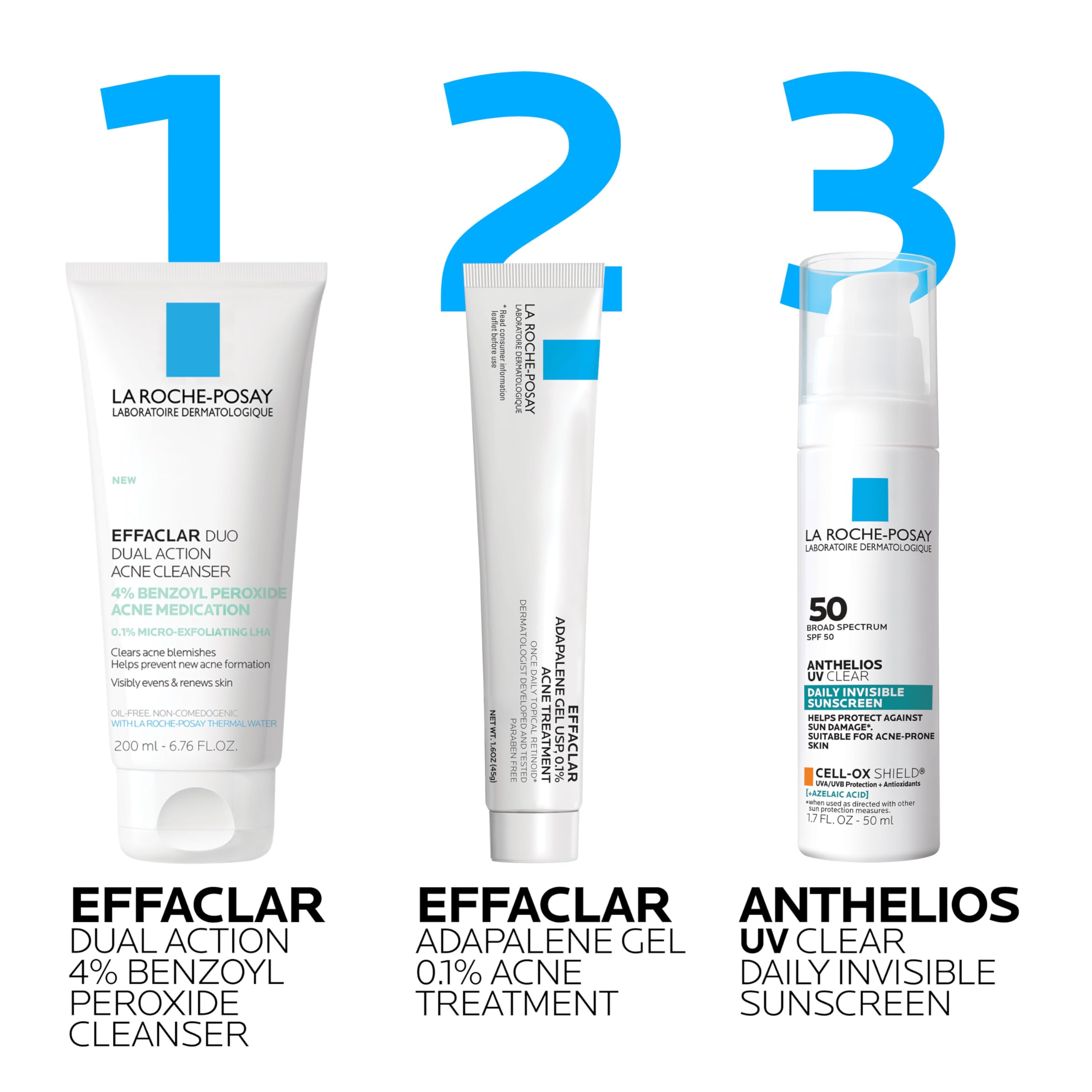 La Roche-Posay Effaclar Dual wash in hand demonstrates application for oily skin.