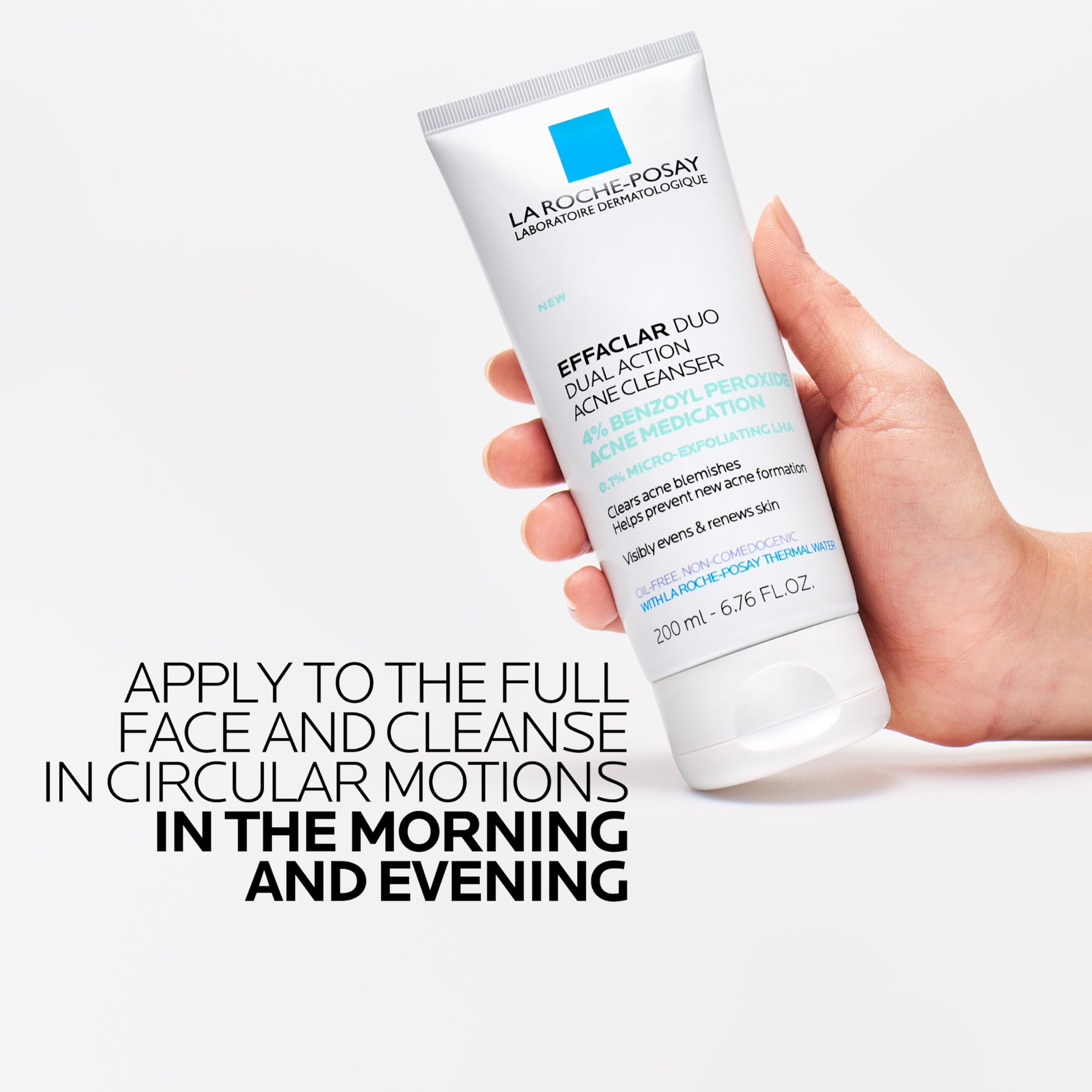 La Roche-Posay Effaclar Dual wash texture close-up highlights micro-exfoliation beads.
