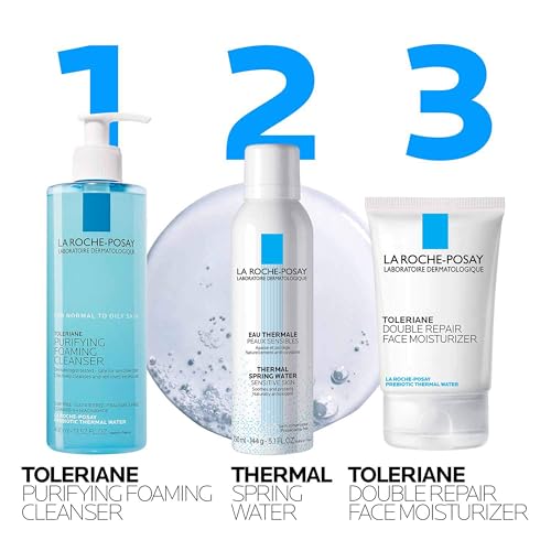 Light makeup removal demonstrated with La Roche-Posay cleanser on skin