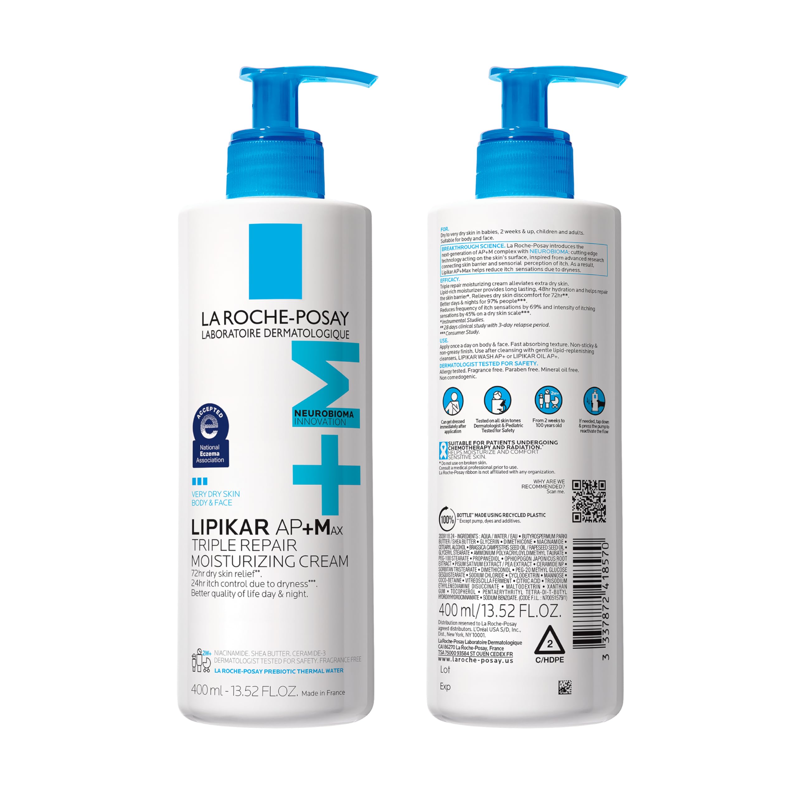 Fragrance-free bottle emphasising sensitive skin friendly formulation.