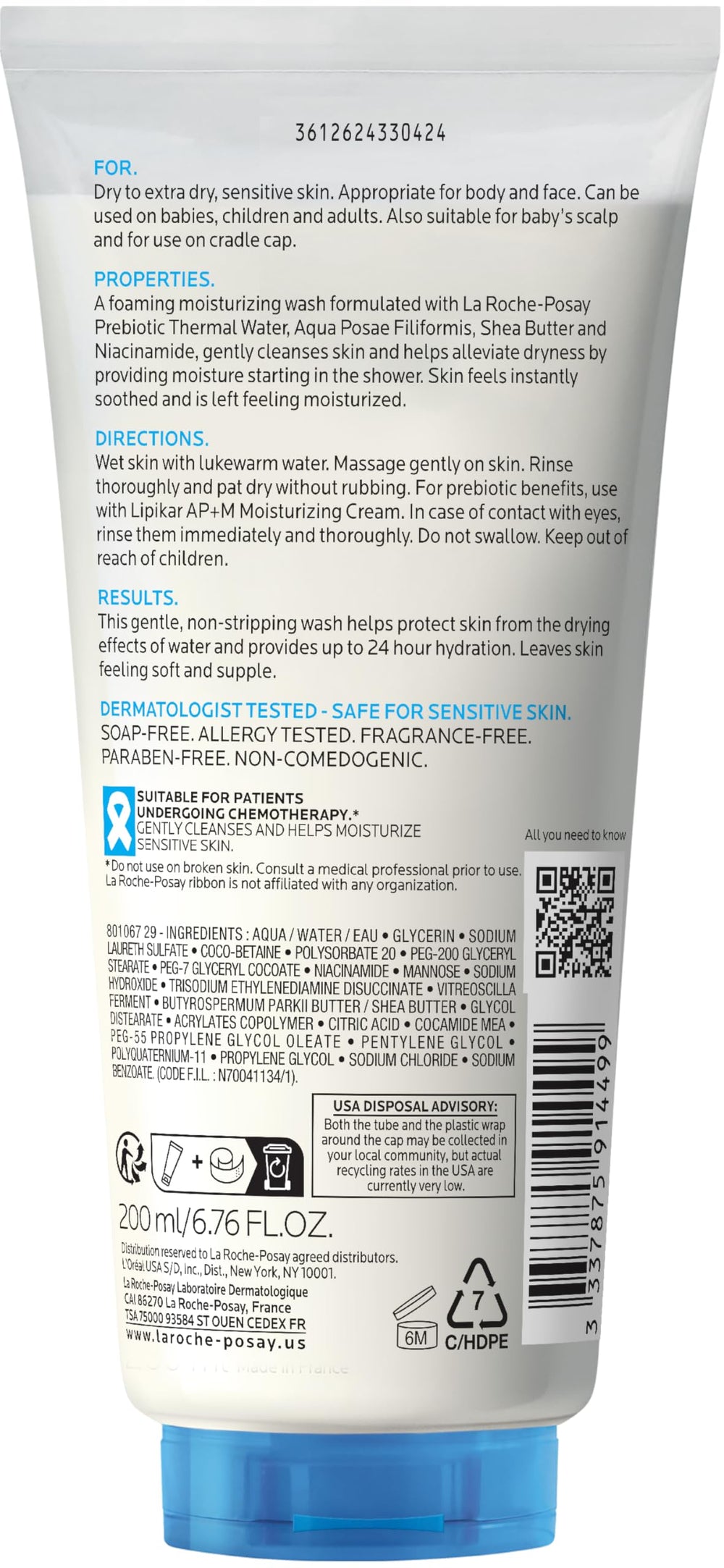 Lipikar AP+ dermatologist-tested formula for sensitive skin safety.