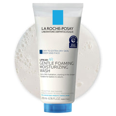 La Roche-Posay Lipikar AP+ foaming wash pump for daily gentle cleansing.