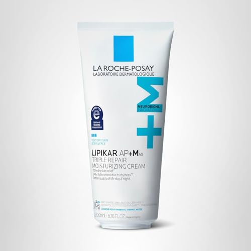 Clinical-relief messaging on Lipikar AP+MAX packaging.