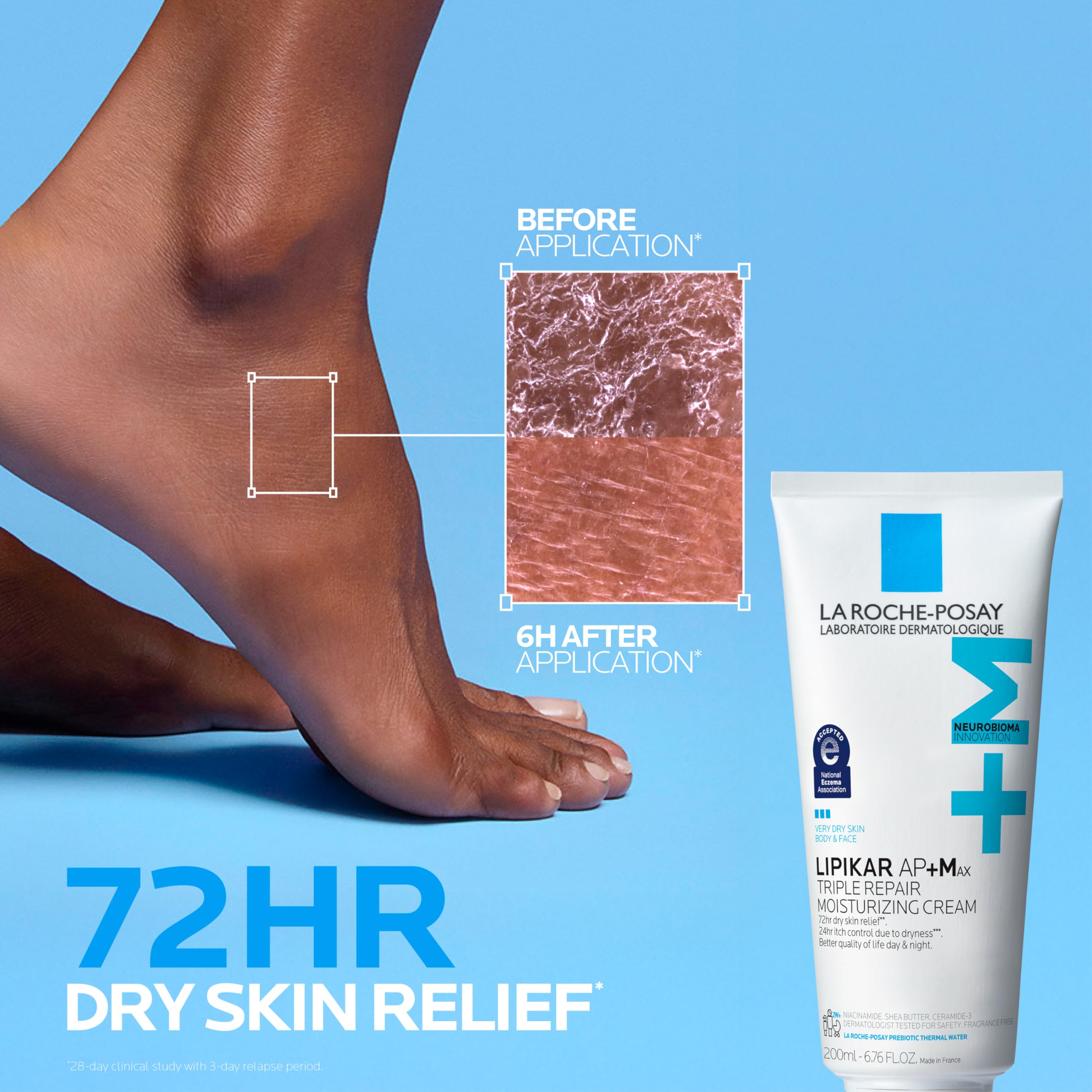 La Roche-Posay Lipikar AP+MAX niacinamide soothes skin comfort.