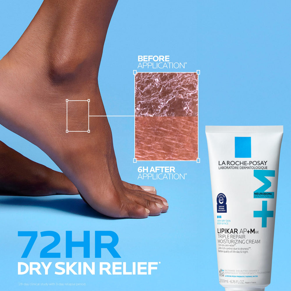 La Roche-Posay Lipikar AP+MAX niacinamide soothes skin comfort.