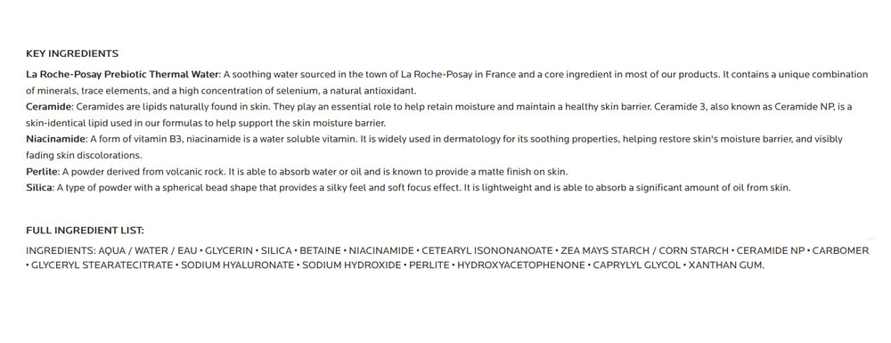 La Roche-Posay minimized pores with matte finish depicted on model.