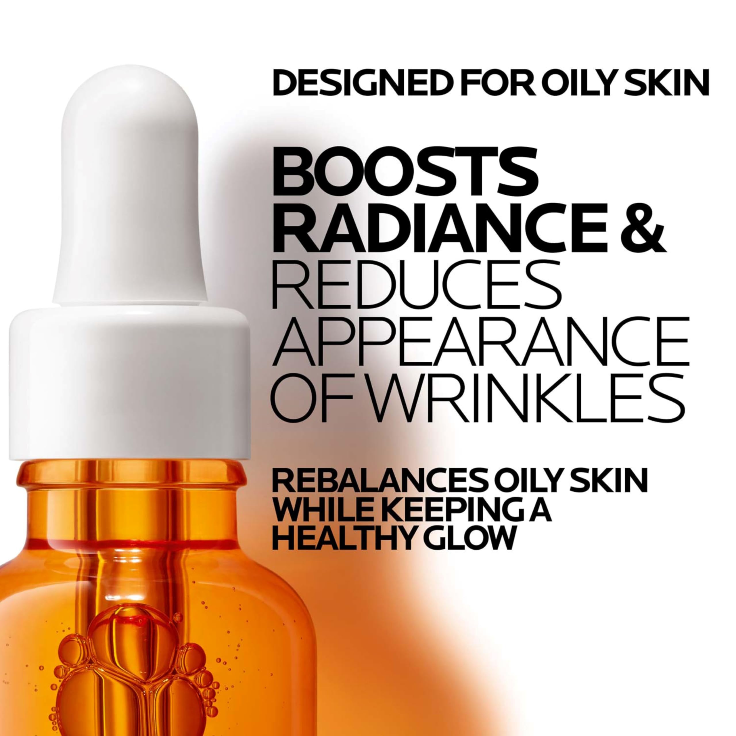 Texture closeup of La Roche-Posay Pure 12% Vitamin C serum shows lightweight absorption