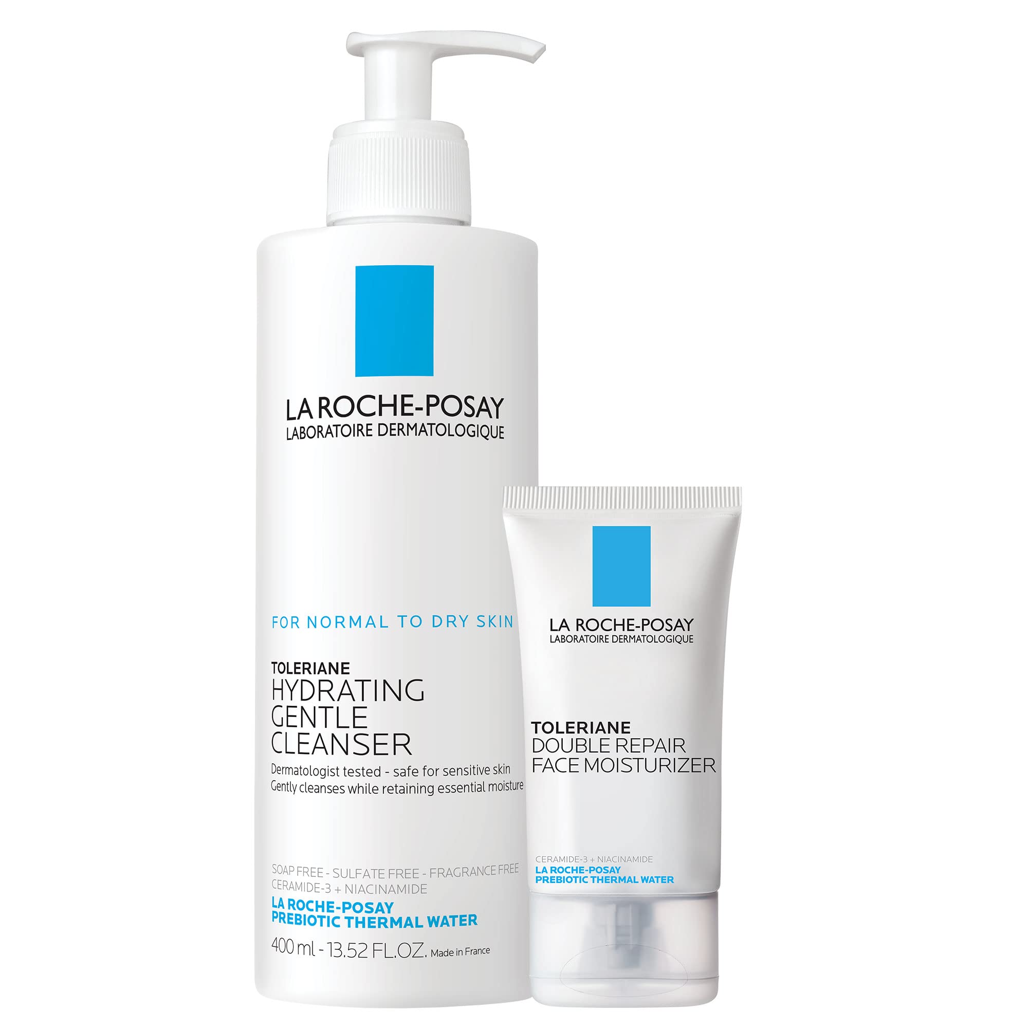 La Roche-Posay Toleriane cleanser packaging showing a gentle daily wash for sensitive skin