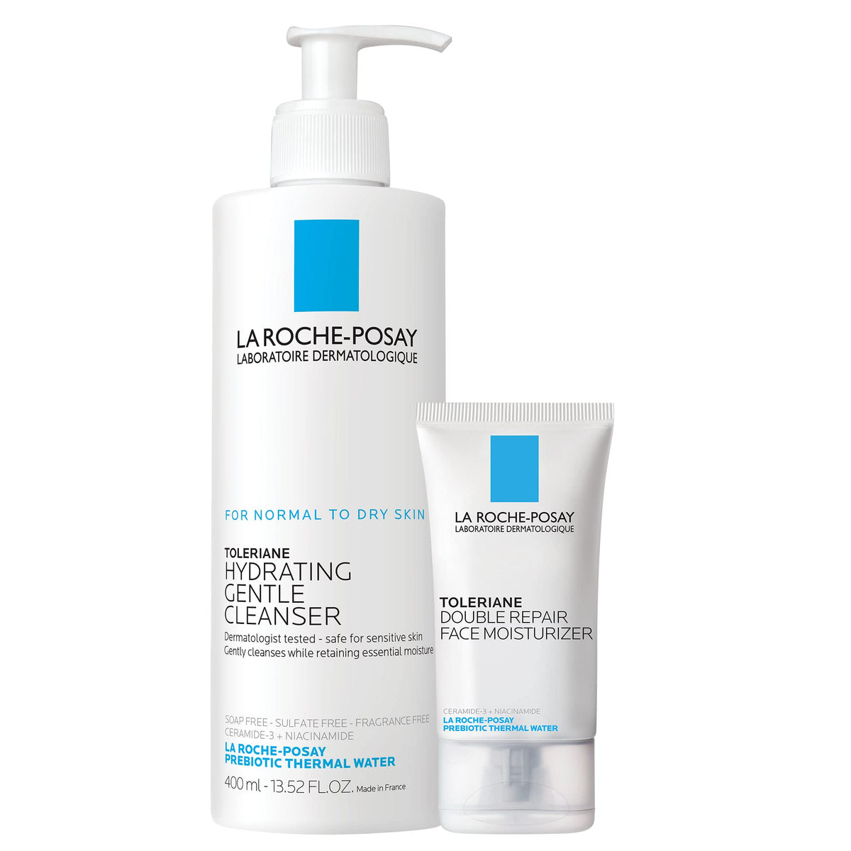 La Roche-Posay Toleriane cleanser packaging showing a gentle daily wash for sensitive skin