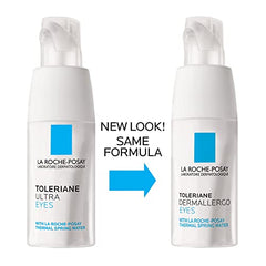 La Roche-Posay Dermallergo eye cream being applied around the eyelids for gentle comfort