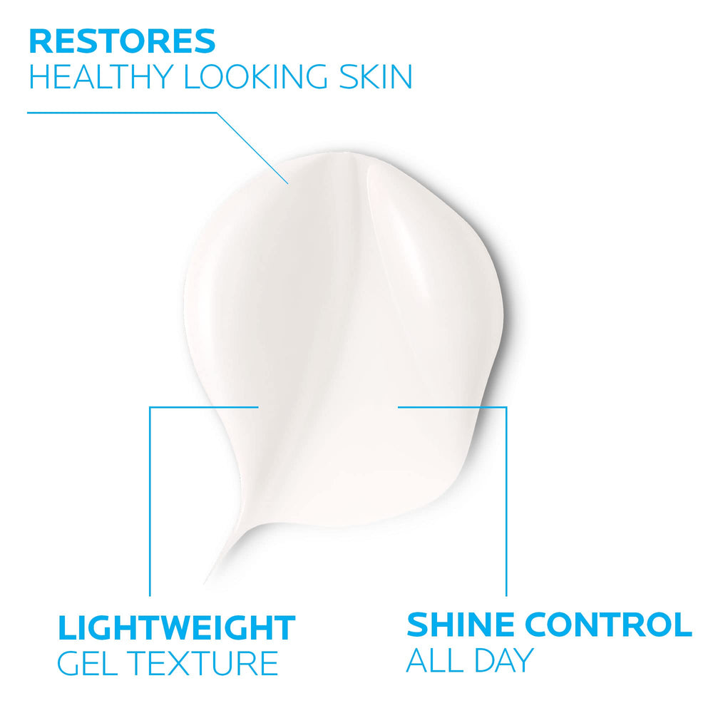 La Roche-Posay Toleriane Double Repair Matte on skin demonstrates shine-free smooth skin.
