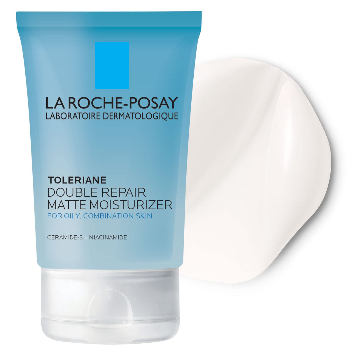 La Roche-Posay Toleriane Double Repair Matte packaging closeup shows brand and matte finish.