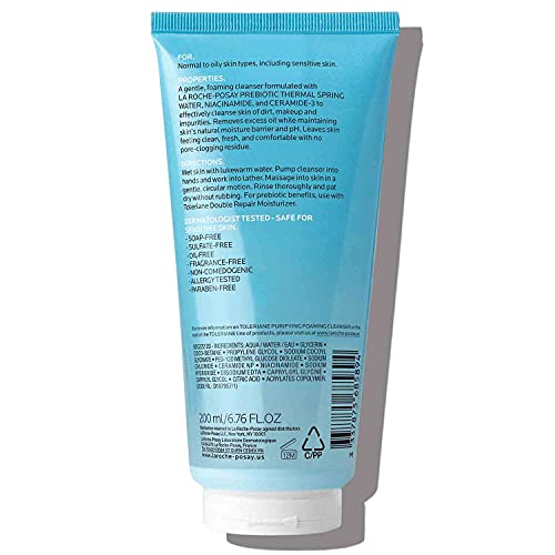 Creamy foam from La Roche-Posay cleanser forming on the hand for gentle lather