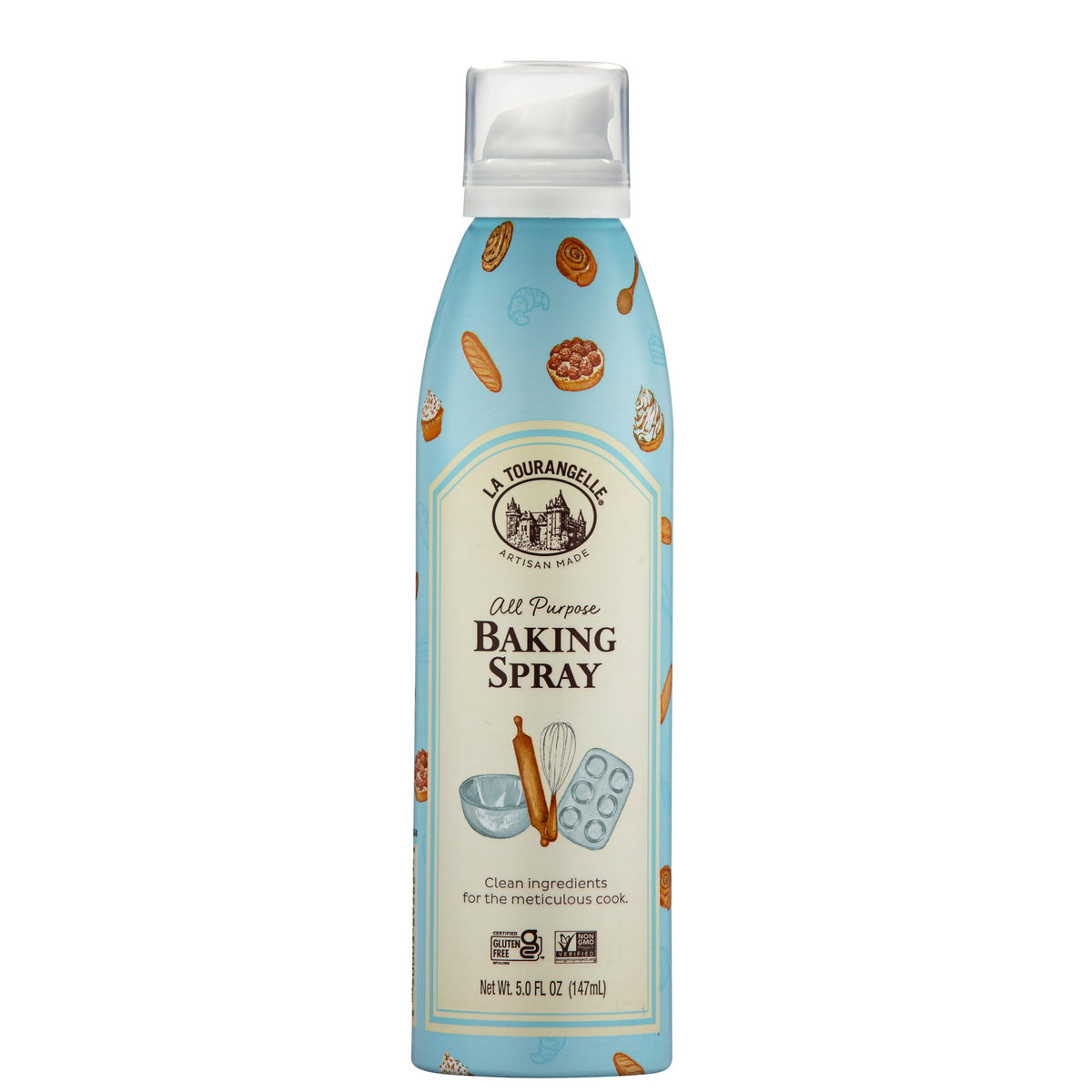 La Tourangelle baking spray gluten-free non-stick in compact 147 ml bottle for easy greasing