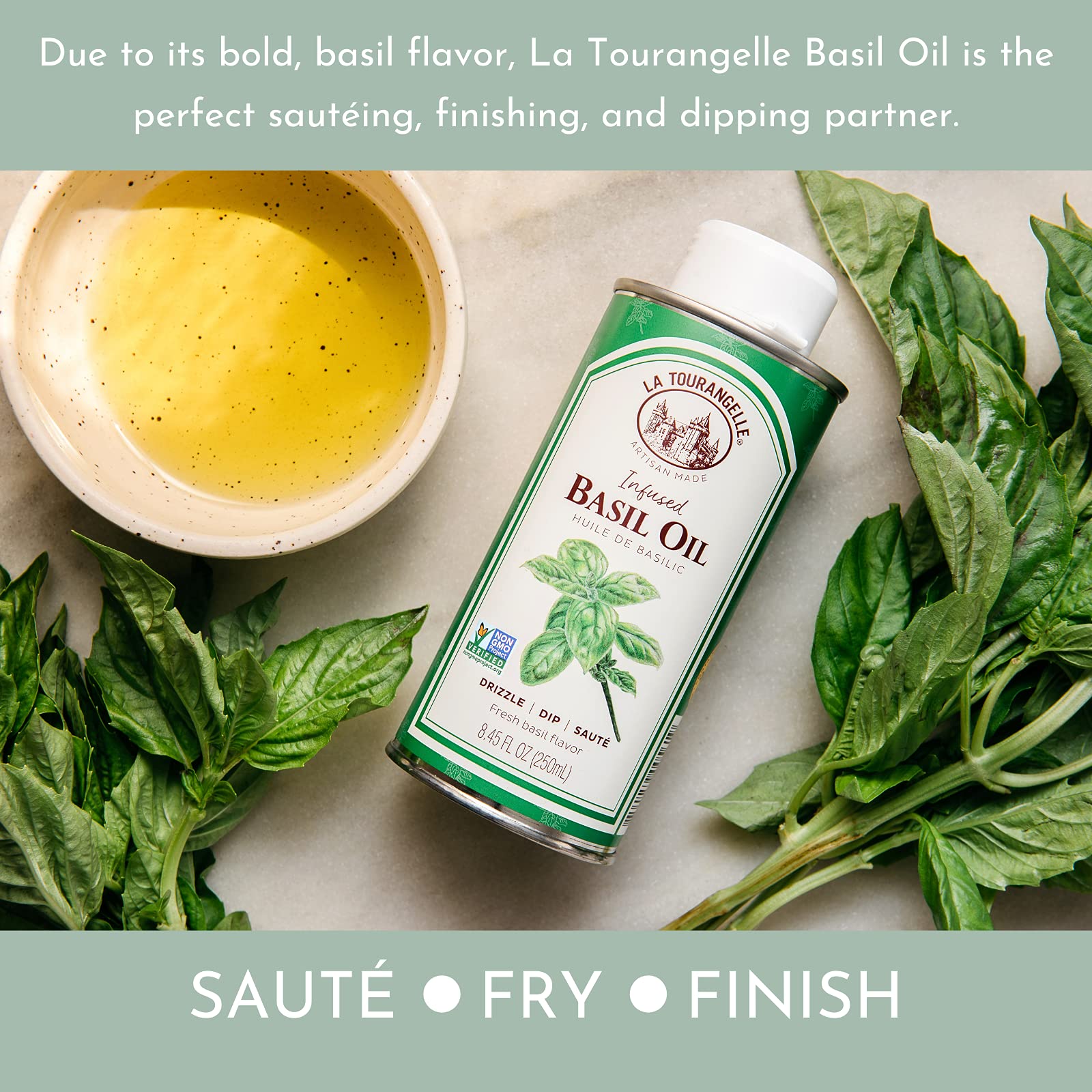 La Tourangelle Basil Infused Oil adds aroma to bruschetta toppings.