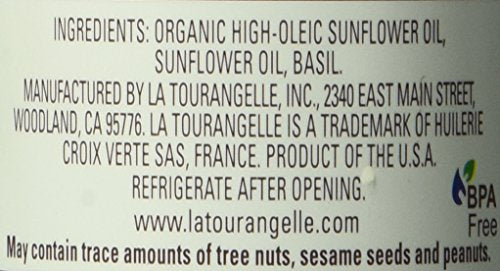 La Tourangelle Basil Infused Oil displayed in a kitchen scene.