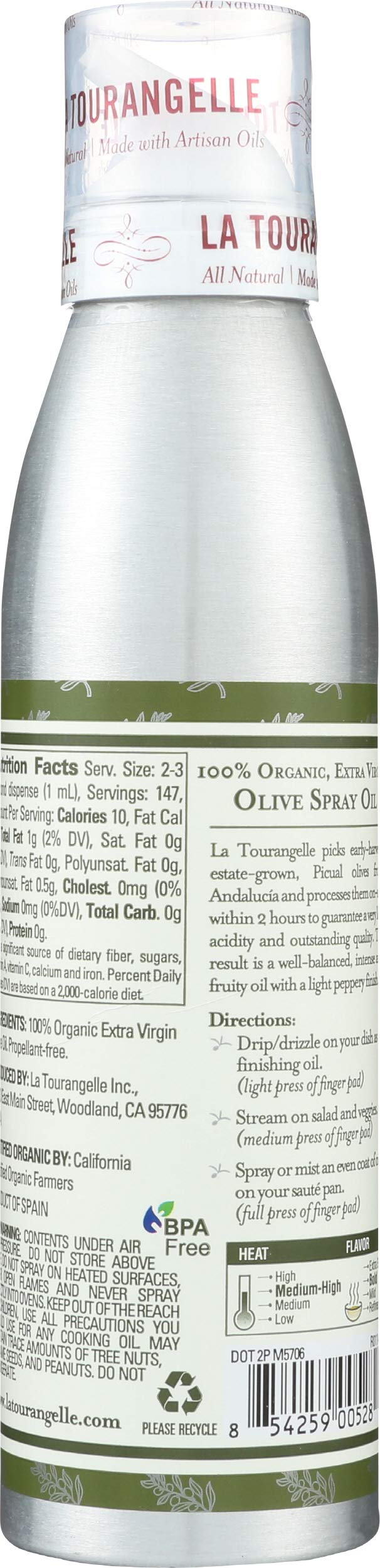 La Tourangelle EVOO spray on grill enhances flavor with even application.