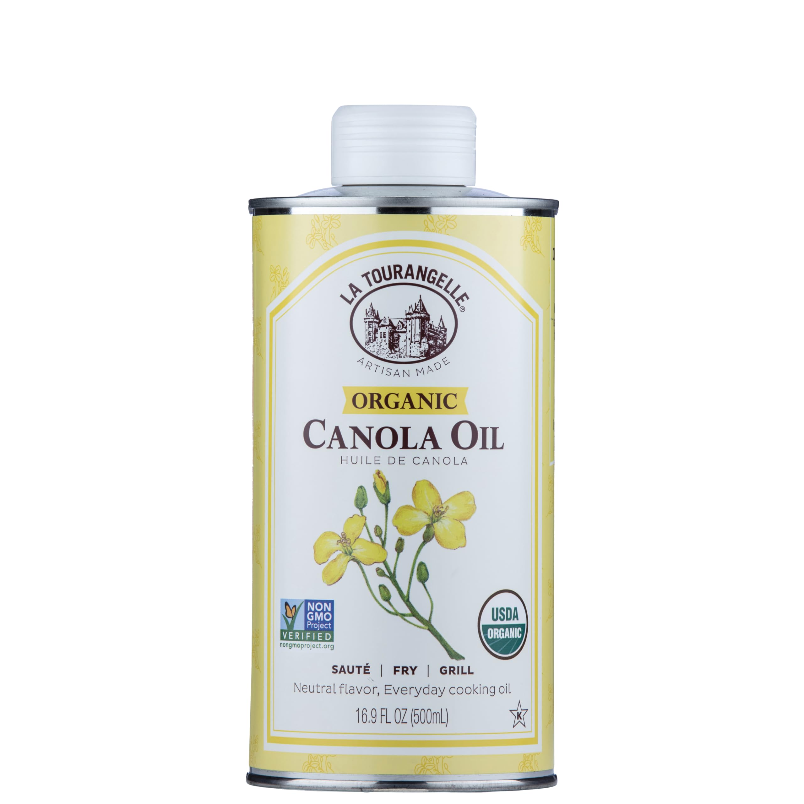 La Tourangelle Organic Canola Oil pours smoothly for high-heat cooking.