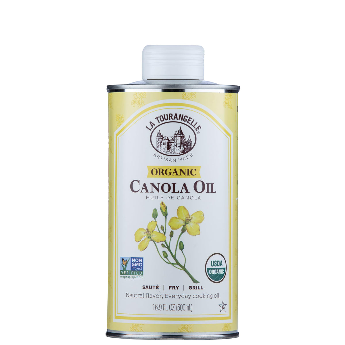 La Tourangelle Organic Canola Oil pours smoothly for high-heat cooking.