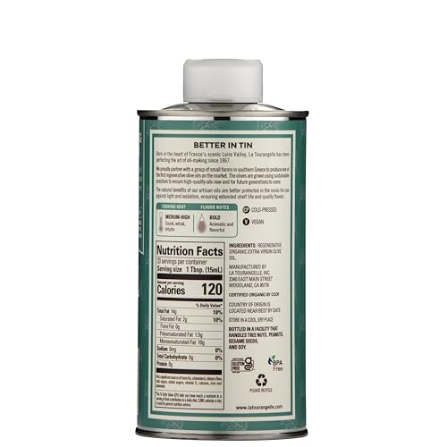 La Tourangelle regenerative olive oil pour demonstrates smooth sautéing and finishing drizzle.