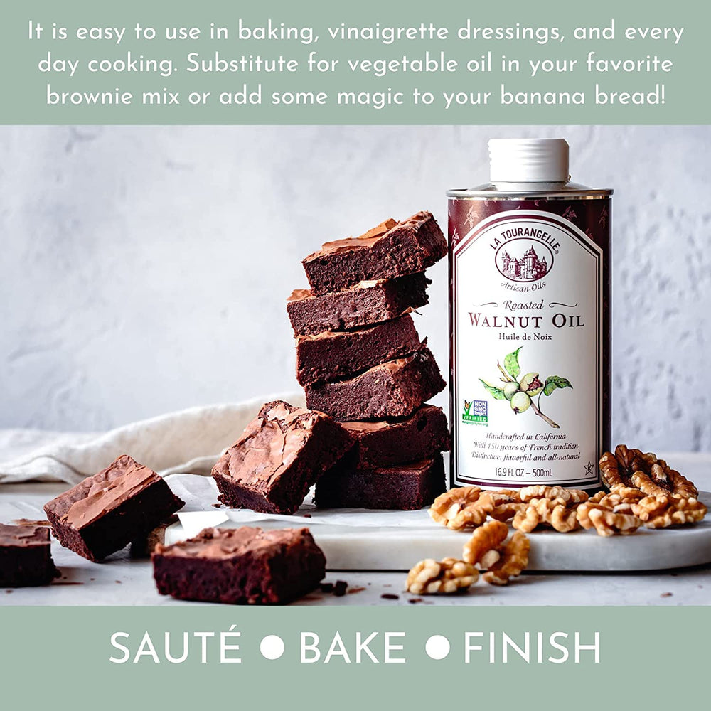 La Tourangelle Roasted Walnut Oil drizzle on salad for nutty finish.