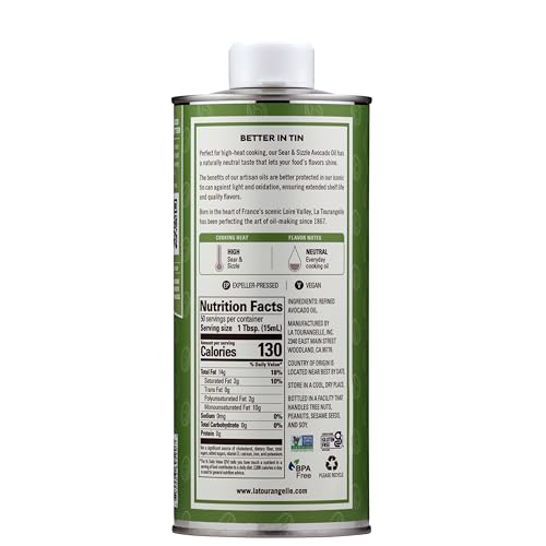 La Tourangelle Sear & Sizzle avocado oil in a light-blocking tin protecting freshness.