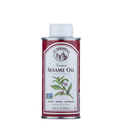 La Tourangelle toasted sesame oil bottle highlights premium flavor for Asian-inspired dishes.