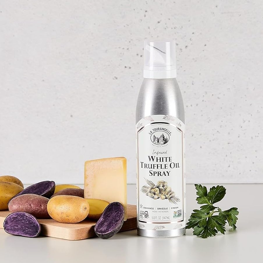 Vegetables enhanced by La Tourangelle white truffle spray