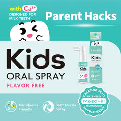 LAB52 Kids Oral Spray being sprayed during a gentle brushing session.
