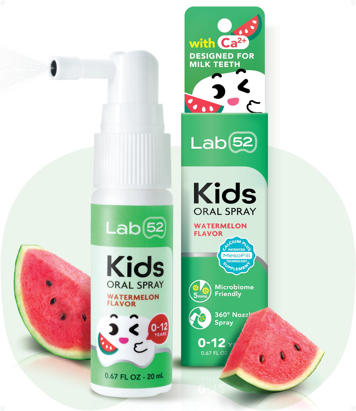 LAB52 Kids Oral Spray bottle front for easy, kid-friendly dental care