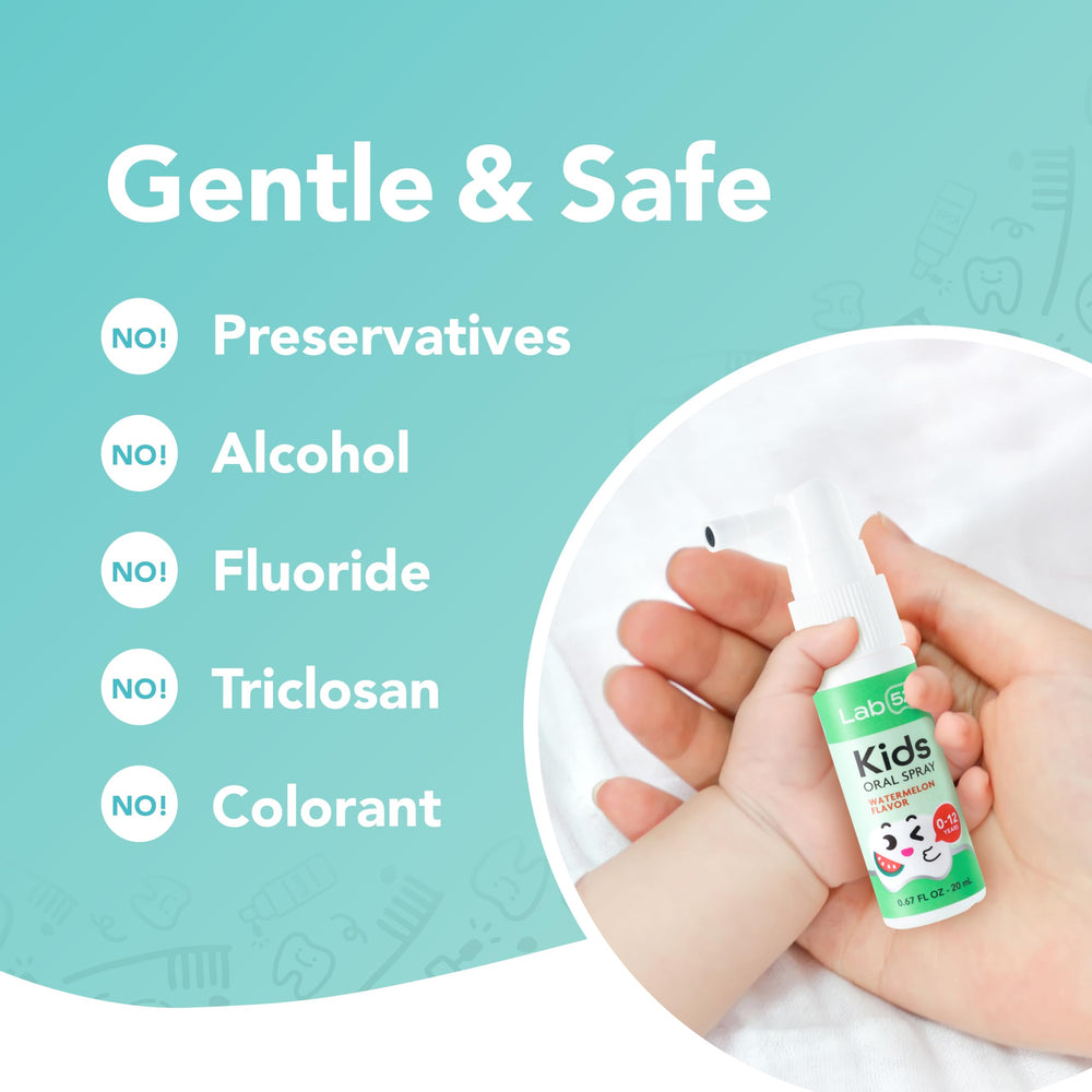 LAB52 Kids Oral Spray concept highlighting enamel support with minerals.