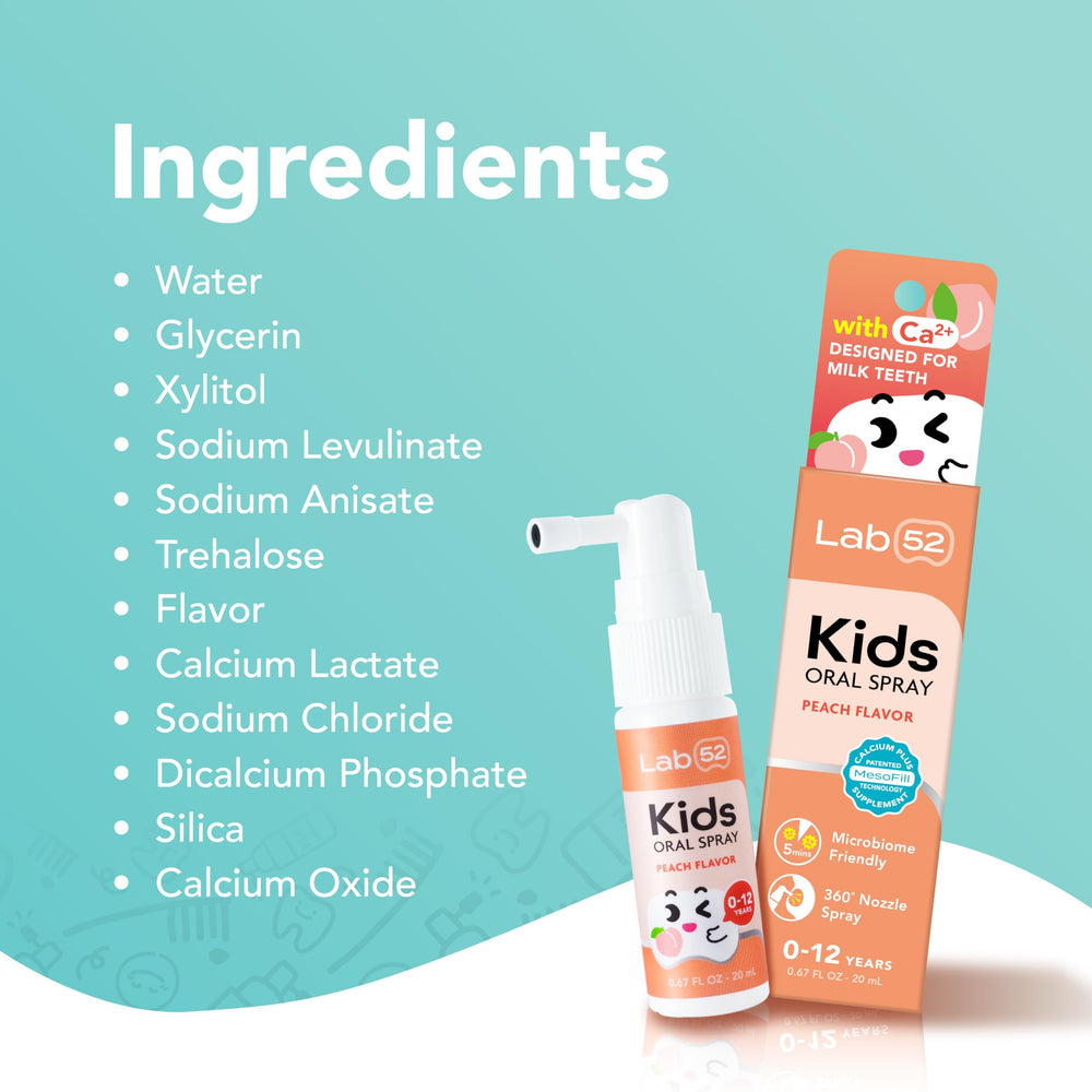LAB52 Kids Oral Spray grape flavor supports kid-approved dental care.
