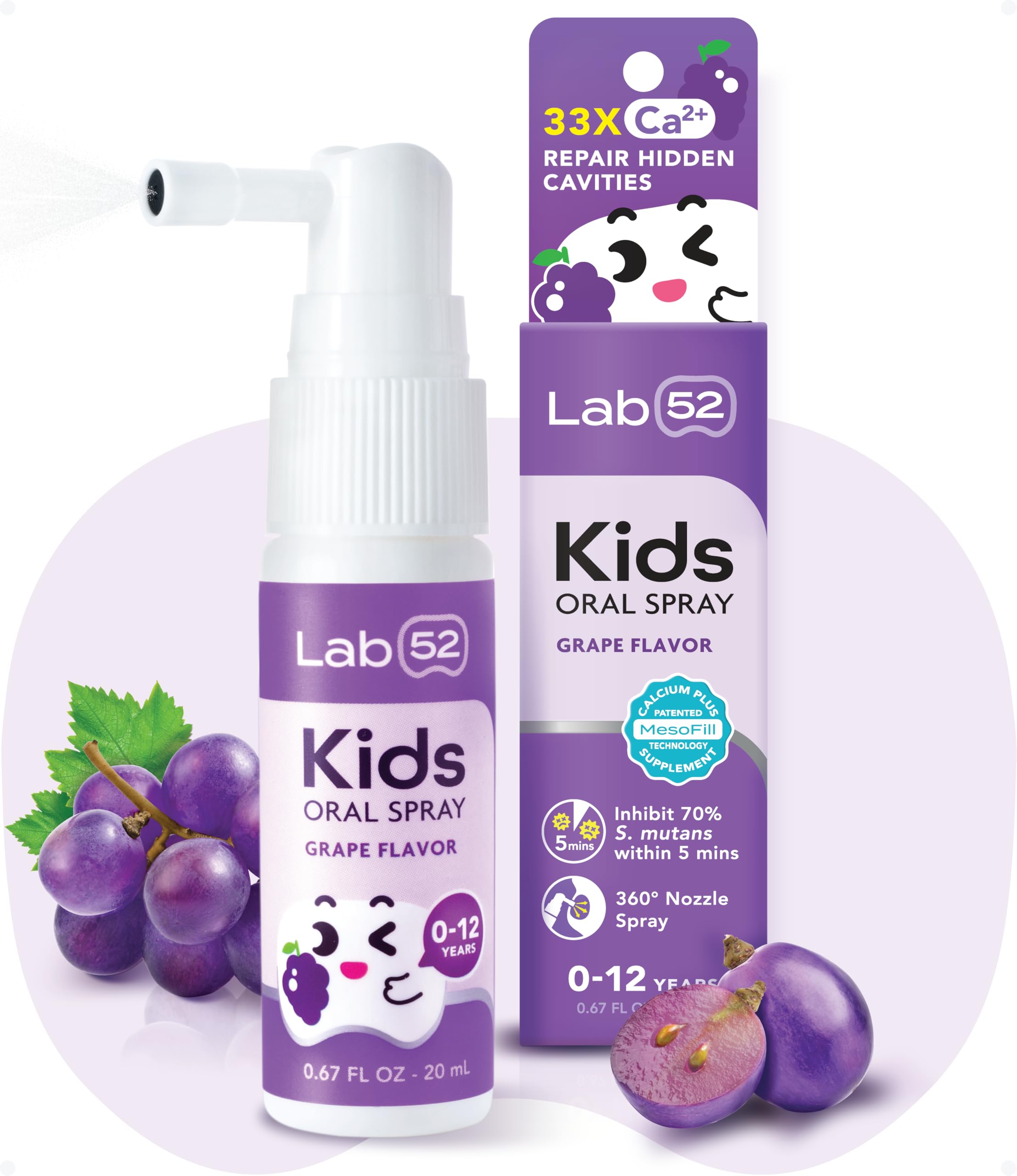 LAB52 Kids Oral Spray night bottle rot helper for calm nighttime dental care.
