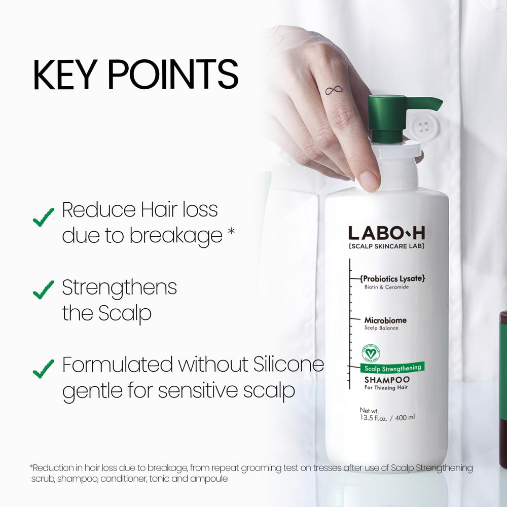 LABO-H creamy lather close-up showing hydrating scalp care in action.