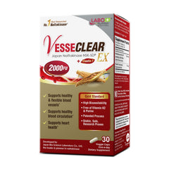 LABO Nutrition VesseCLEAR EX nattokinase capsules support smooth blood flow.