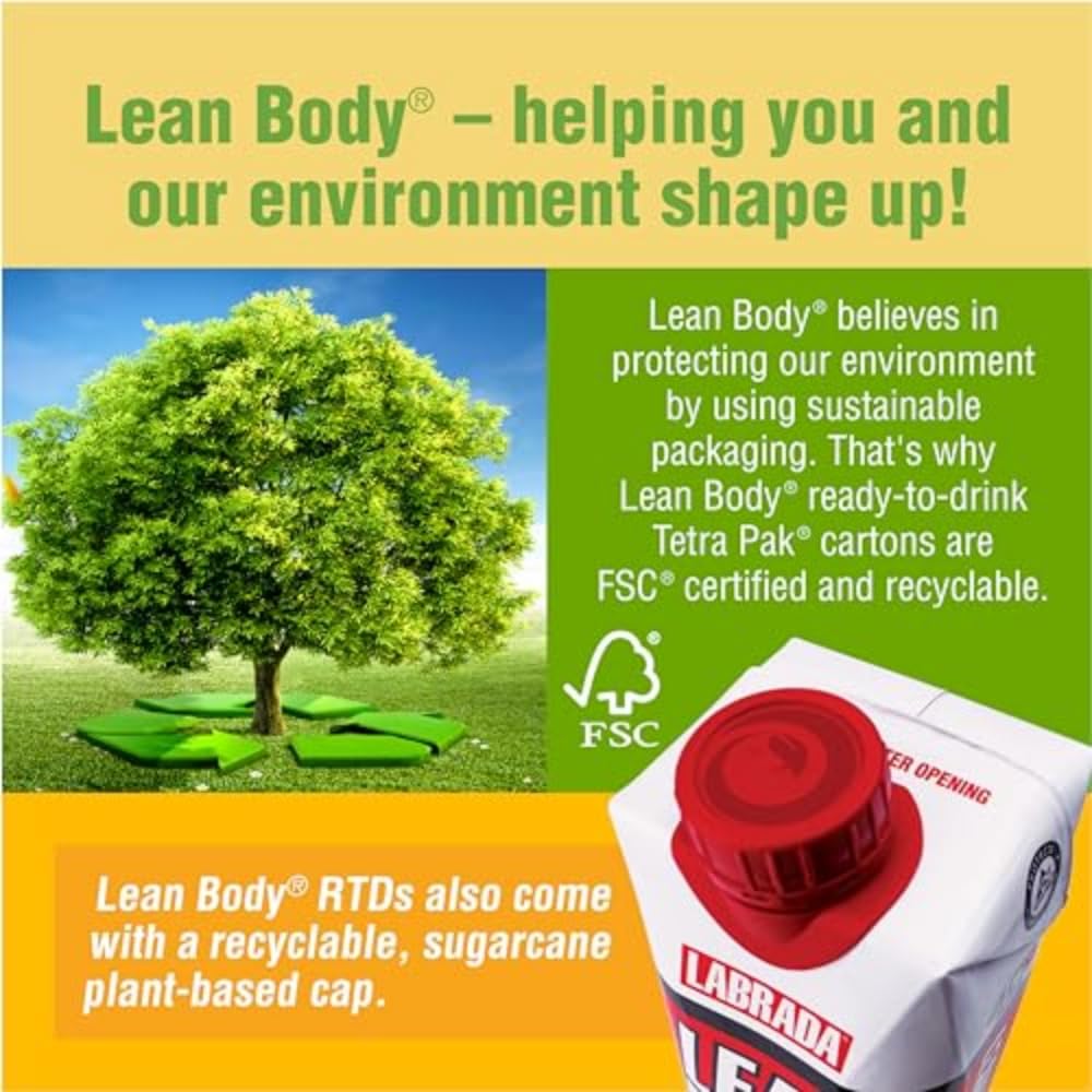 Labrada Lean Body RTD glass with shake reveals creamy texture and flavor