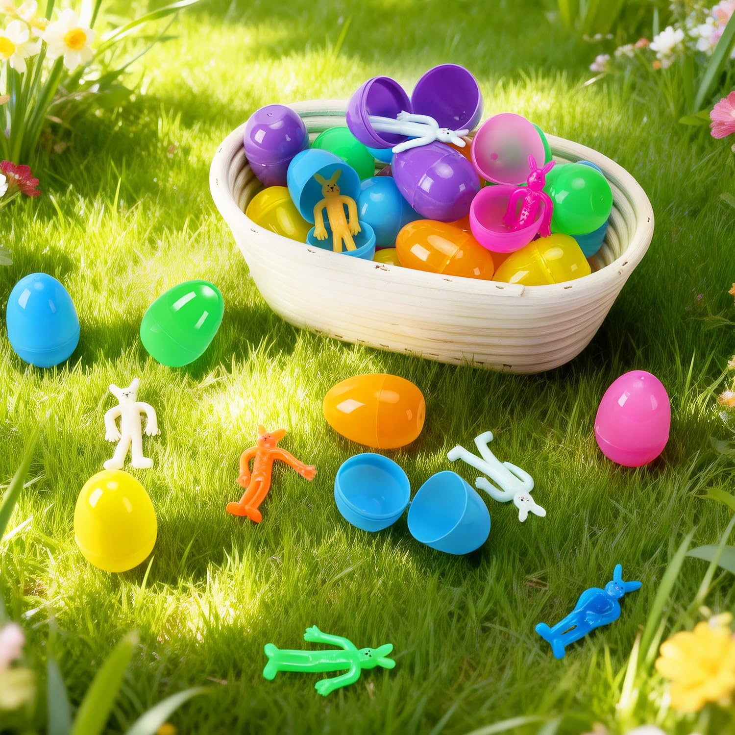 Colorful Easter eggs used as decorations and festive classroom accents.