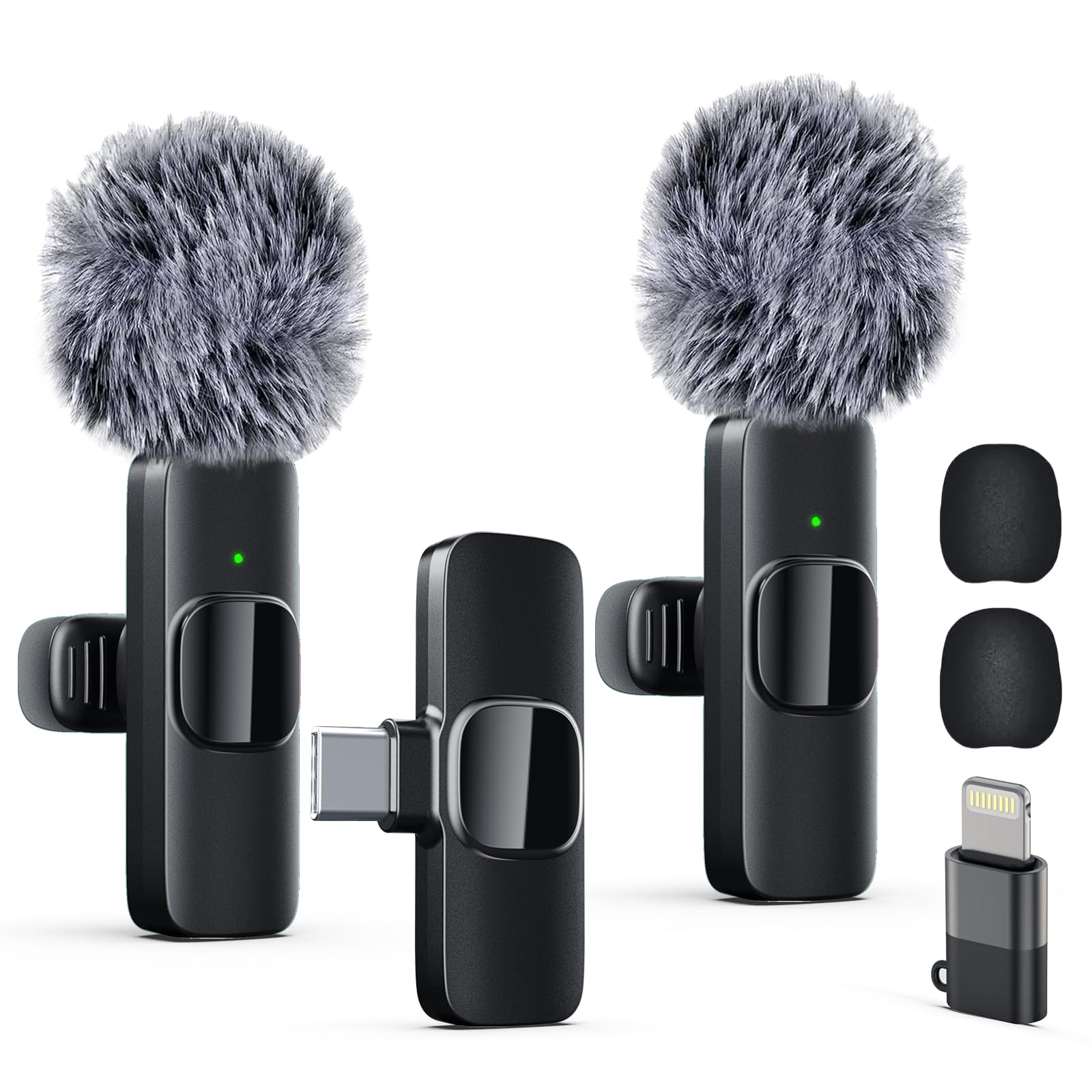 Labstandard dual wireless lavalier mics with real-time sync for iPhone and iPad, delivering crisp dialogue.