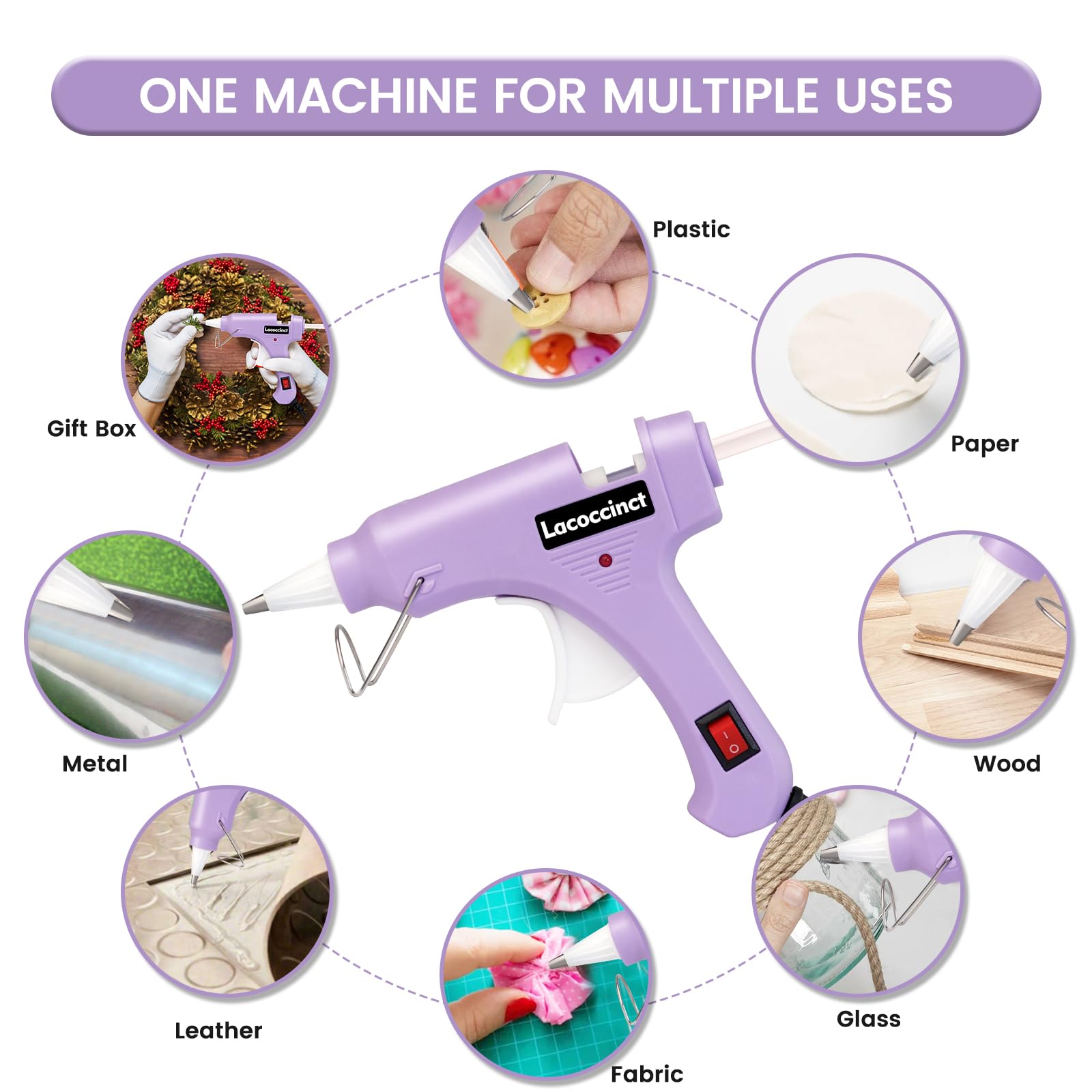 Lacoccinct hot glue gun with metal stand keeps work area tidy