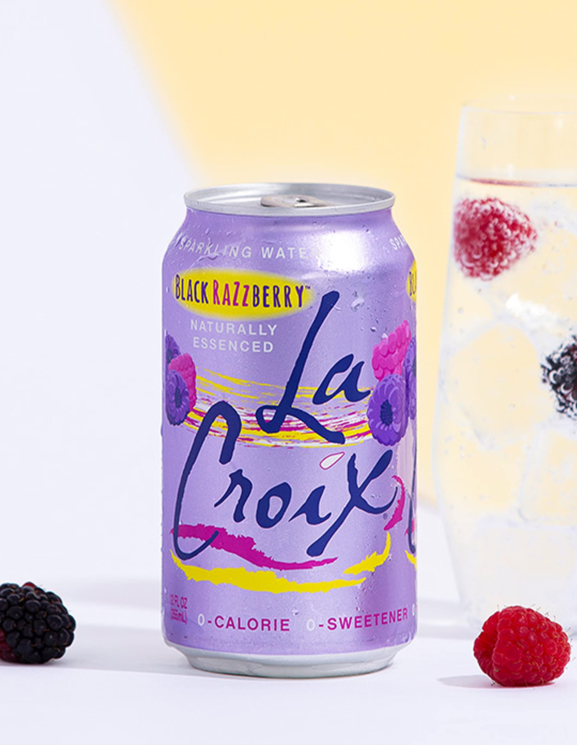 La Croix with bold bubbles streaming to emphasize refreshing taste.