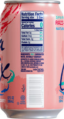 La Croix Cran-Raspberry can tilted; natural essences aroma on display.