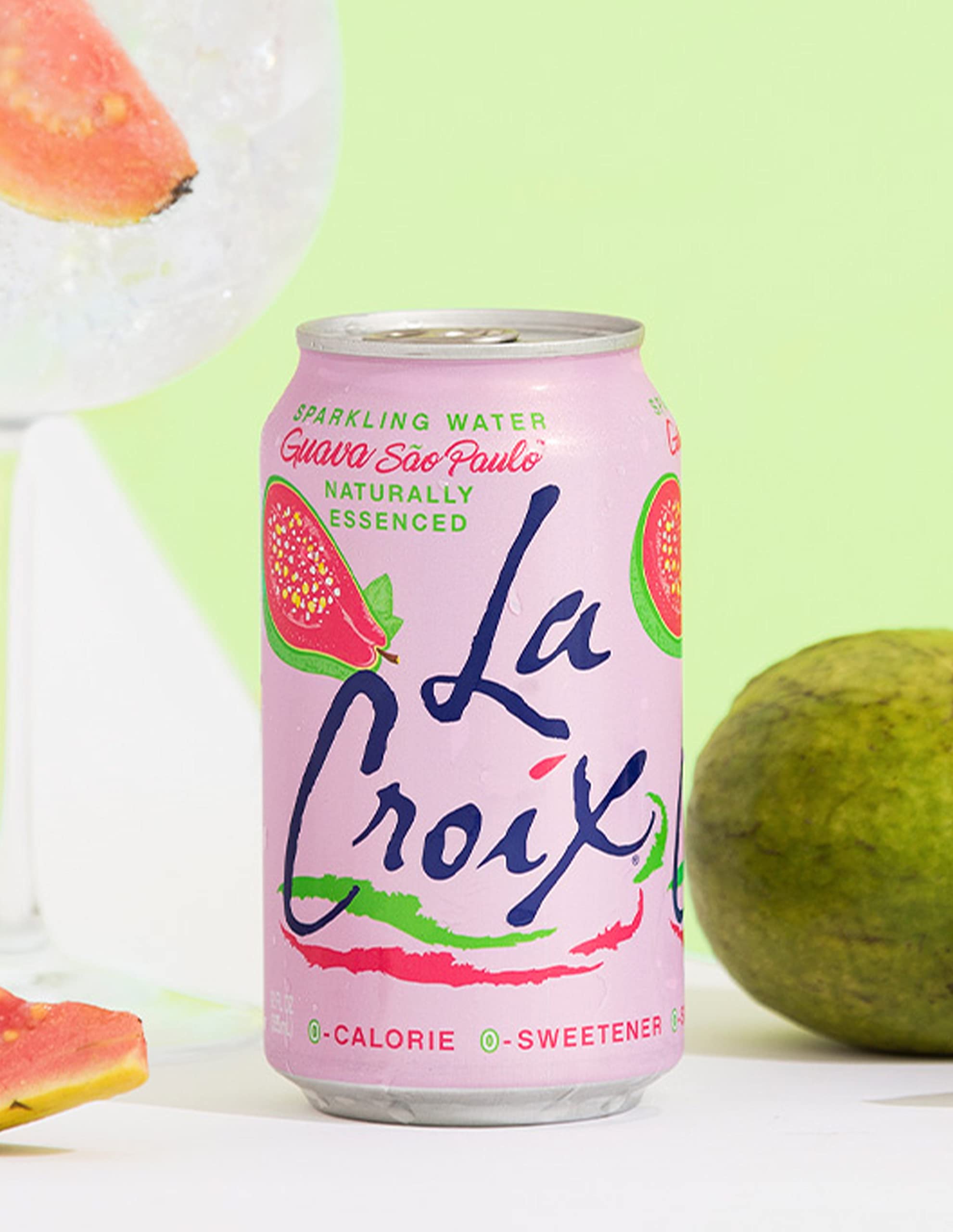 La Croix bubbles close-up highlight natural essence aroma