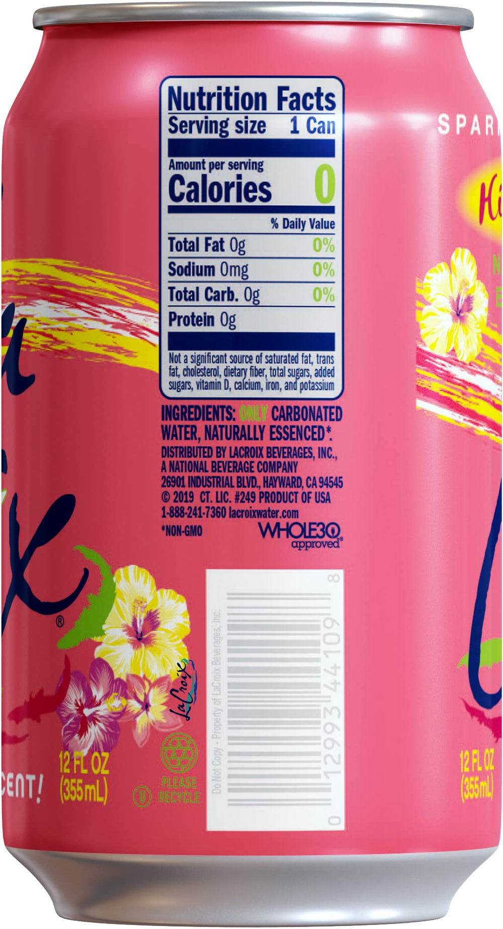 La Croix Hi-Biscus can poured into a glass for a zero-calorie refreshment.