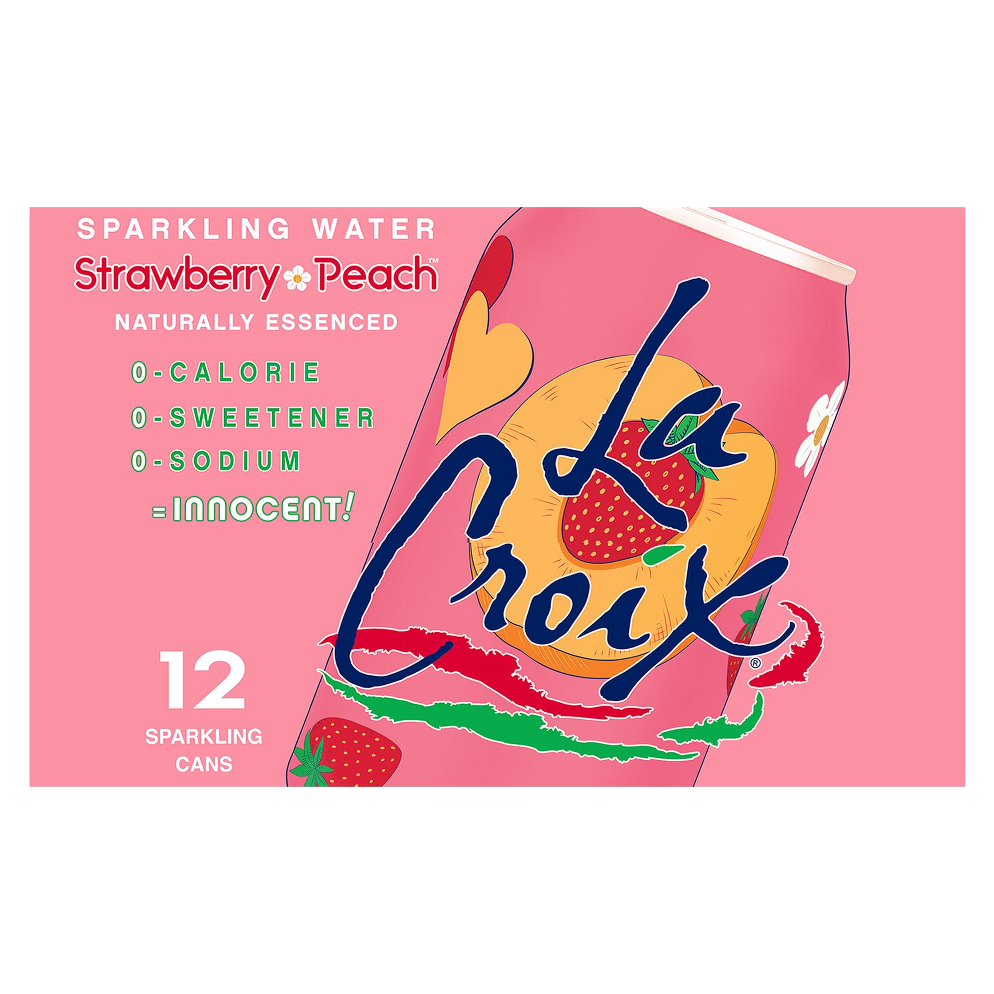 La Croix Natural Essences label emphasizing pure aroma and distinctive flavor.
