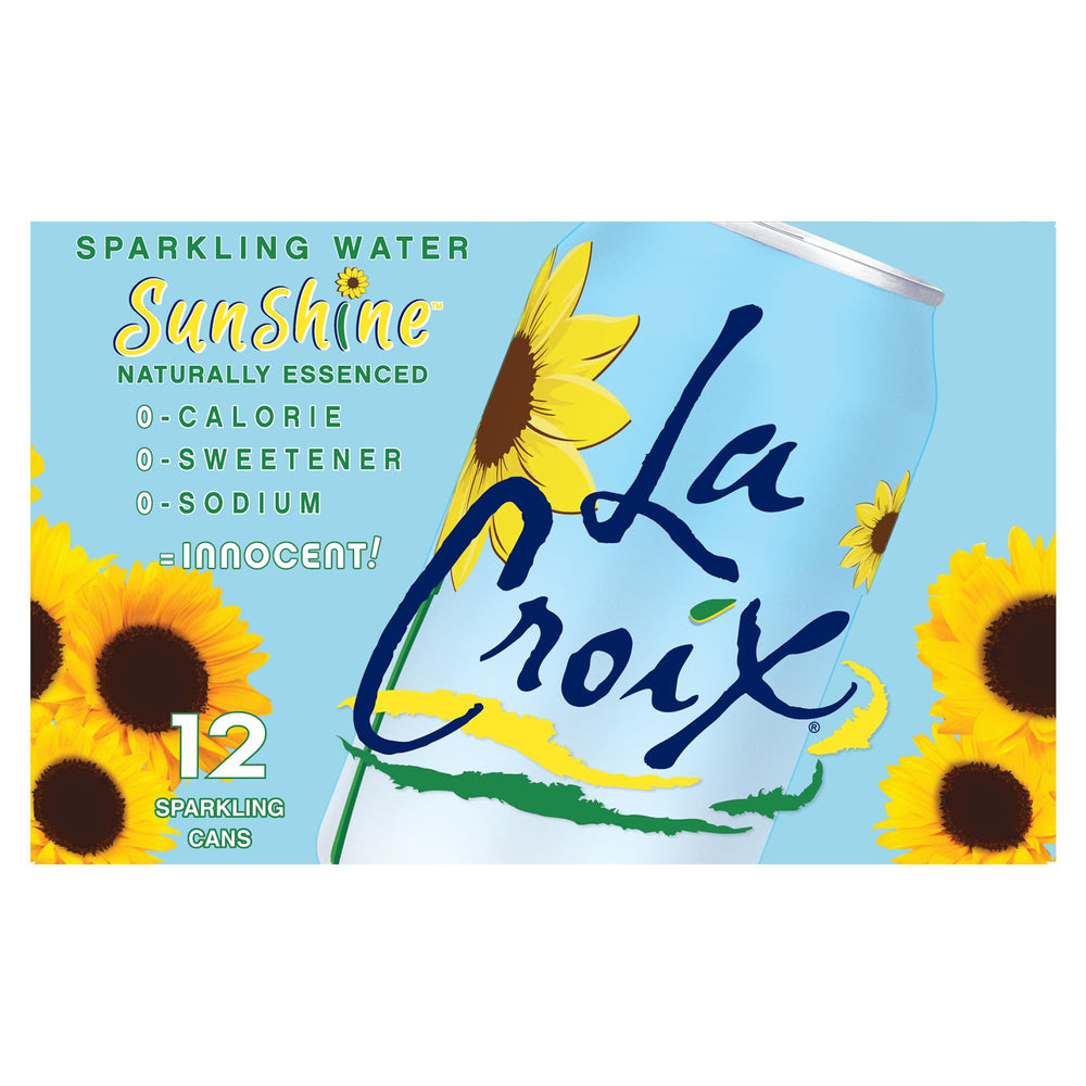 La Croix Sunshine ice glass scene suggests poolside refreshment anytime