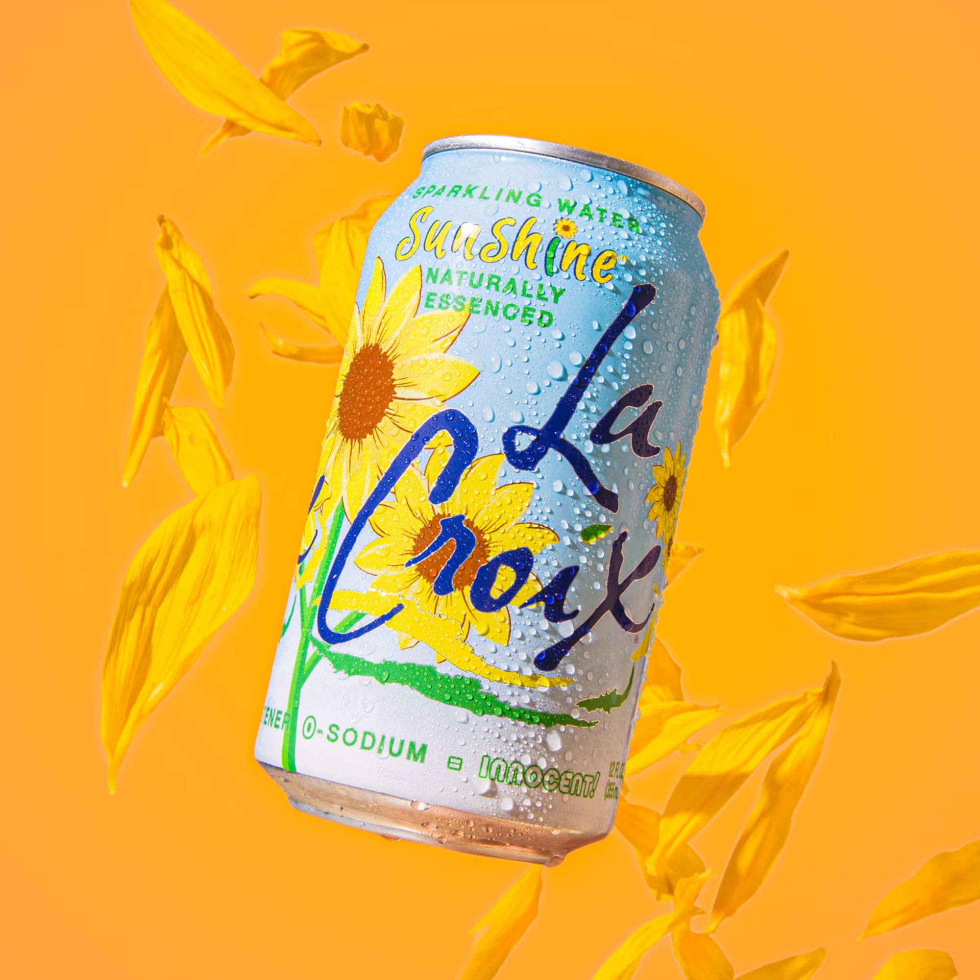 La Croix Sunshine packaging recycling emphasizes recyclable cans.