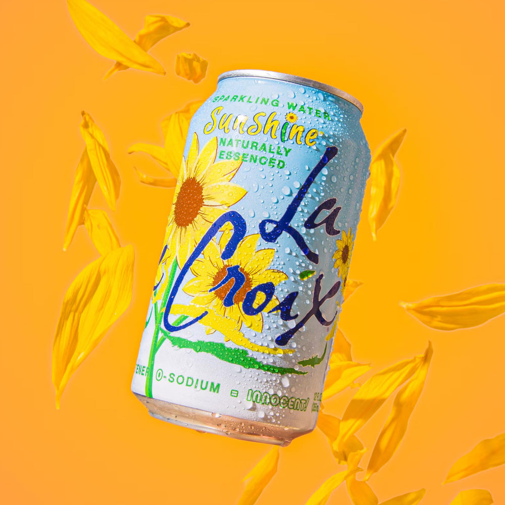 La Croix Sunshine packaging recycling emphasizes recyclable cans.